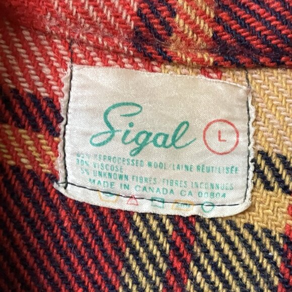 Vintage Sigal Shirt Red Plaid Wool Blend Lumberjack Camper Shacket - Picture 2 of 10